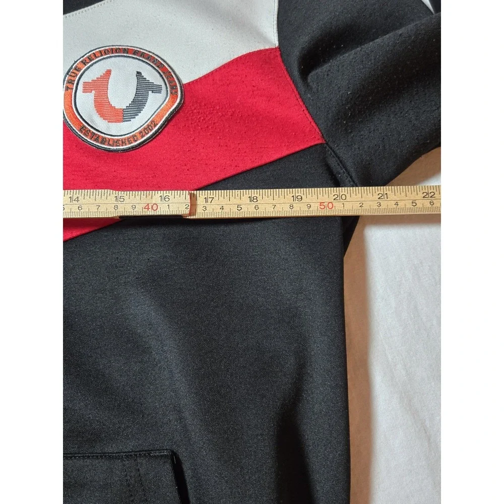 True Religion Mens Small Full‎ Zip Sweatshirt/Jacket Black/Red Logo Patch